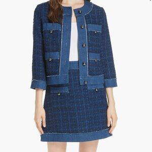 Kate Spade New Yoke denim trim tweed skirt